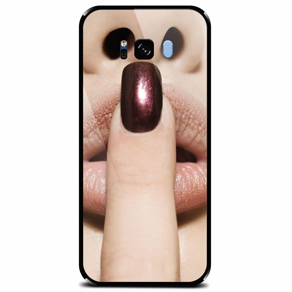 Husa din sticla securizata pentru Samsung Galaxy S8, Finger Purple Nailpolish Girl Lips