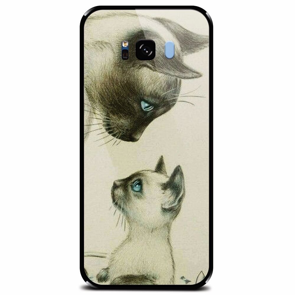 Husa din sticla securizata pentru Samsung Galaxy S8 Plus, Little Cat