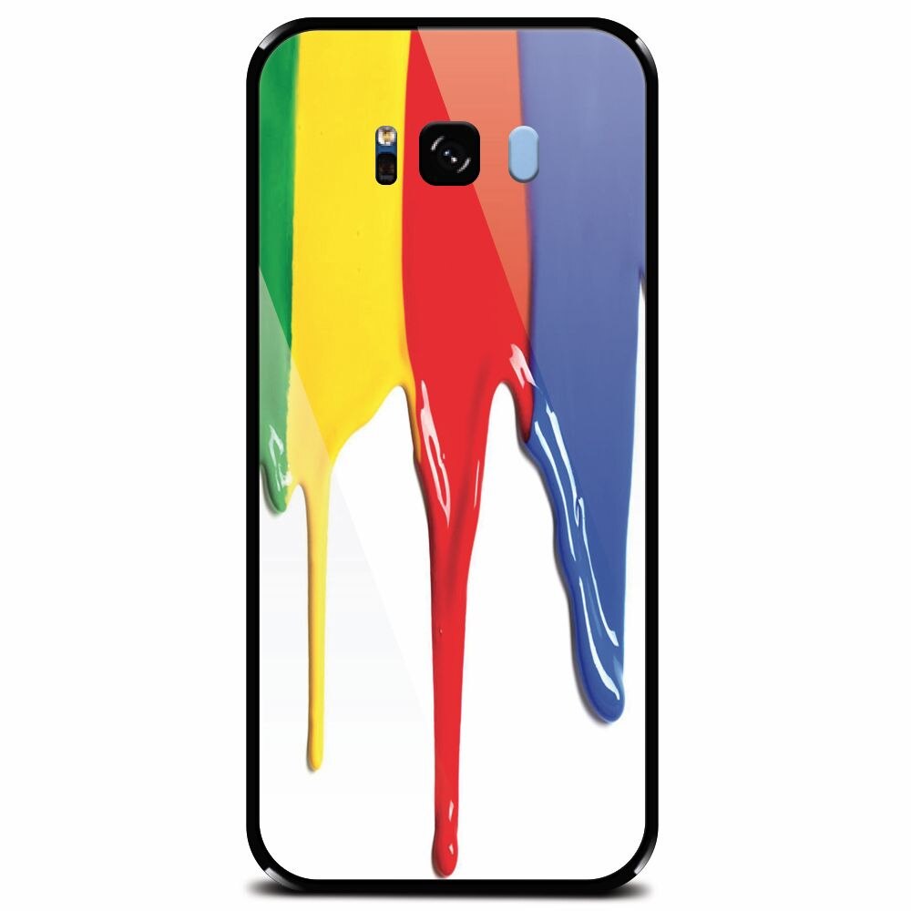Husa din sticla securizata pentru Samsung Galaxy S8 Plus, Dripping Colorful Paint