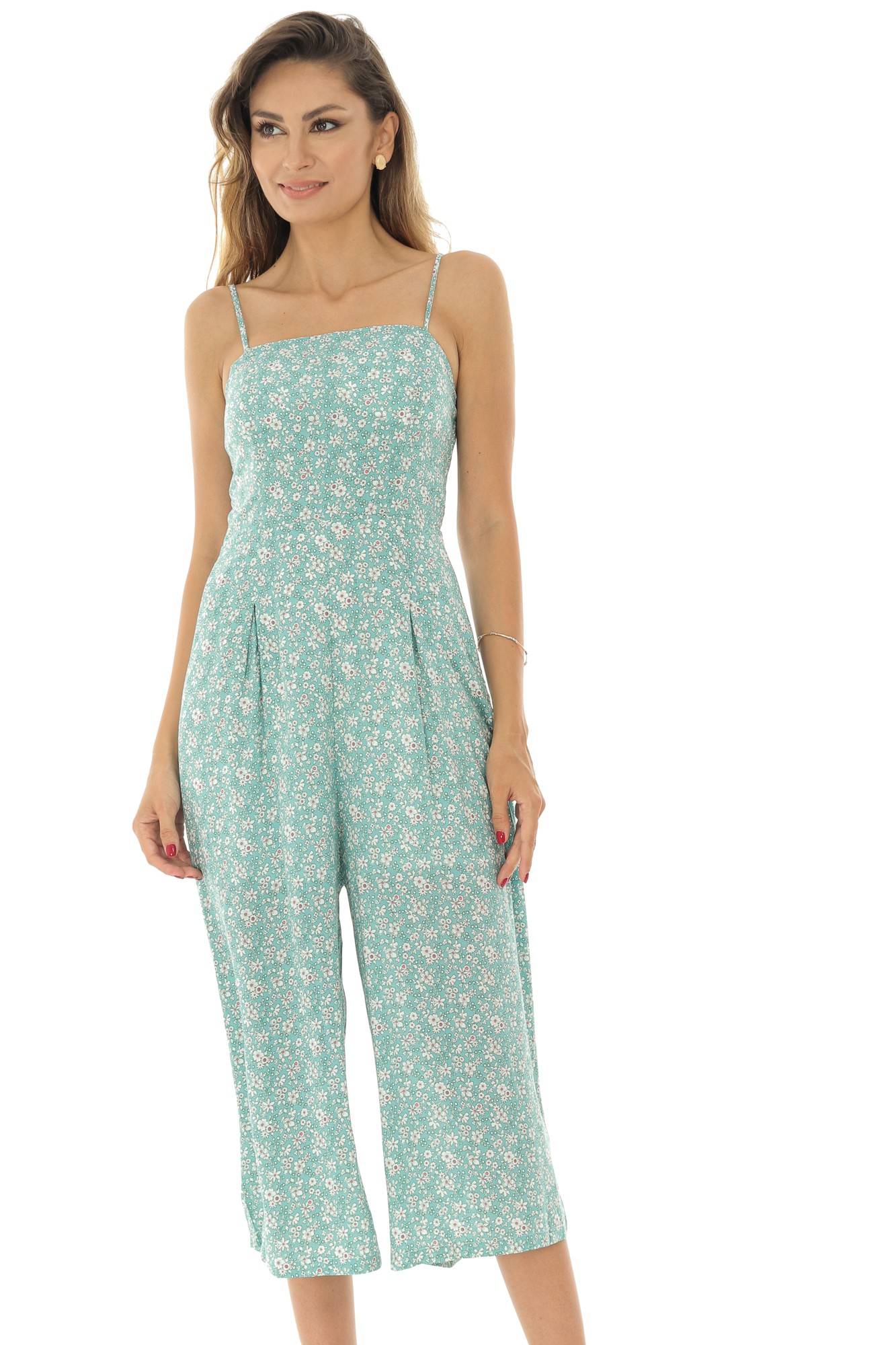 Salopeta verde, Roh, cu imprimeu floral