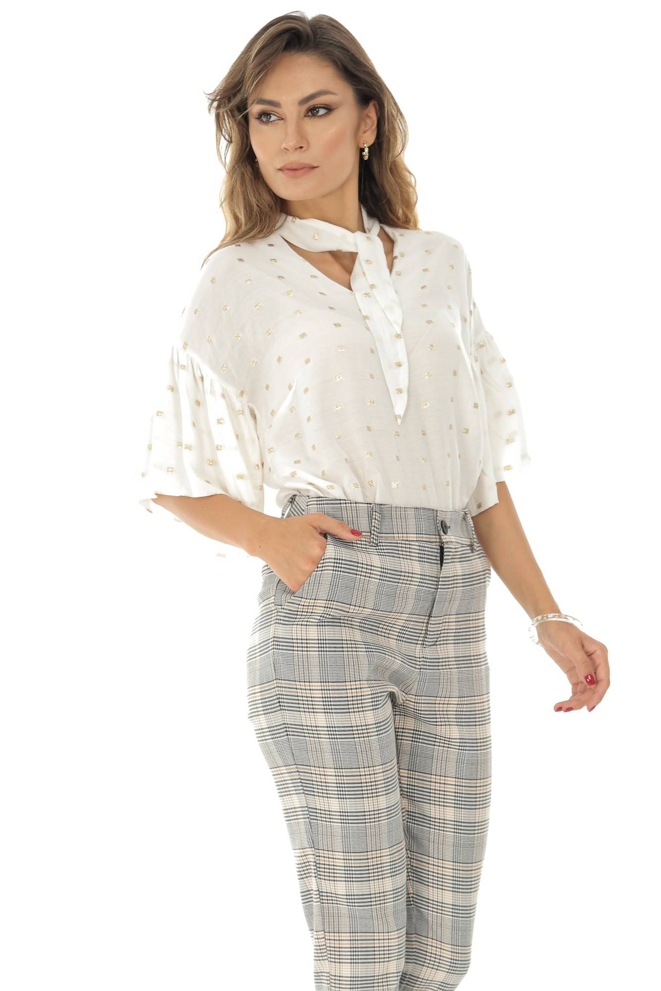 Pantaloni conici, ROH, in carouri