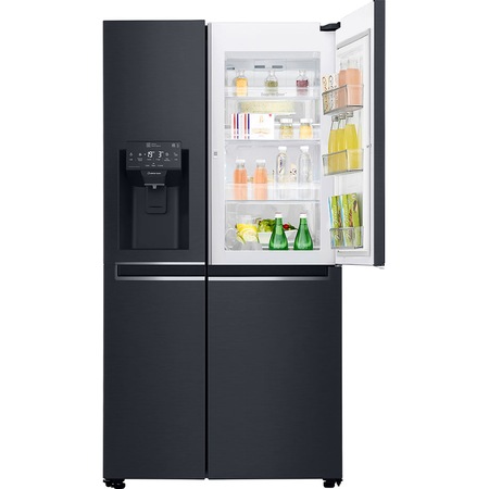 Side by side LG GSJ761MCUZ, 600 l, Clasa A++, Full NoFrost, Door in Door, Dispenser apa, Compresor liniar Inverter, Smart Diagnosis, H 179 cm, Negru