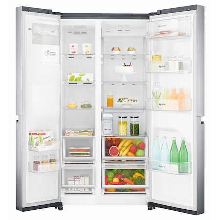 Хладилник Side by side LG GSL961PZUZ, 600 л, Клас F, No Frost, Диспенсър за вода, Компресор Liniar Inverter, WiFi, Smart Diagnosis, H 179 см, Сребрист