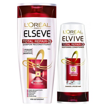 Set ingrijire par L'Oreal Paris Elseve Total Repair 5 pentru par deteriorat: Sampon, 250 ml + Balsam, 200 ml Set ingrijire par L'Oreal Paris Elseve Total Repair 5 pentru par deteriorat: Sampon, 250 ml + Balsam, 200 ml