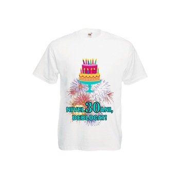 Tricou barbatesc personalizat aniversar Nivel 30 ANI, deblocat M Tricou barbatesc personalizat aniversar Nivel 30 ANI, deblocat M