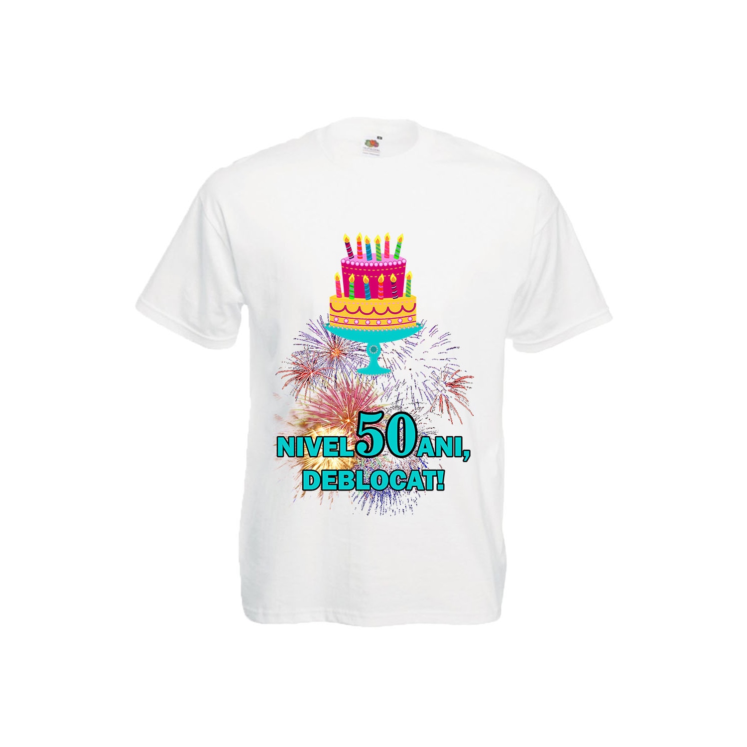 Tricou barbatesc personalizat aniversar Nivel 50 ani, deblocat, L