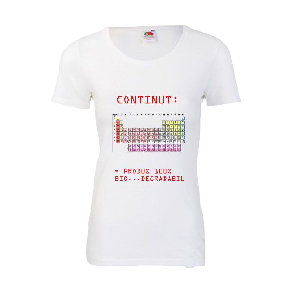 Tricou dama imprimeu DTG Fruit of the loom Produs bio, alb, XL