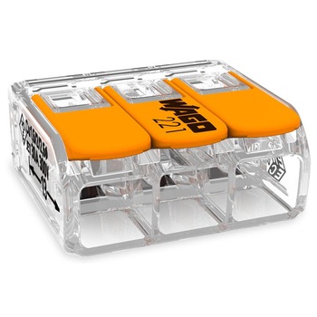 Clema WAGO, 50 bucati, 3 poli, 4.0mm, 450V / 32A Clema WAGO, 50 bucati, 3 poli, 4.0mm, 450V / 32A