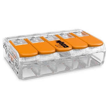 Clema WAGO, 25 bucati, 5 poli, 4.0mm, 450V / 32A Clema WAGO, 25 bucati, 5 poli, 4.0mm, 450V / 32A