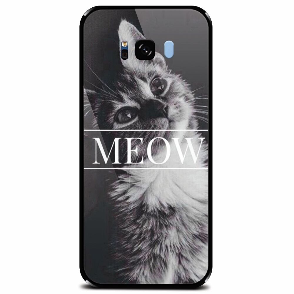 Husa din sticla securizata pentru Samsung Galaxy S8 Plus, Meow Cute Cat