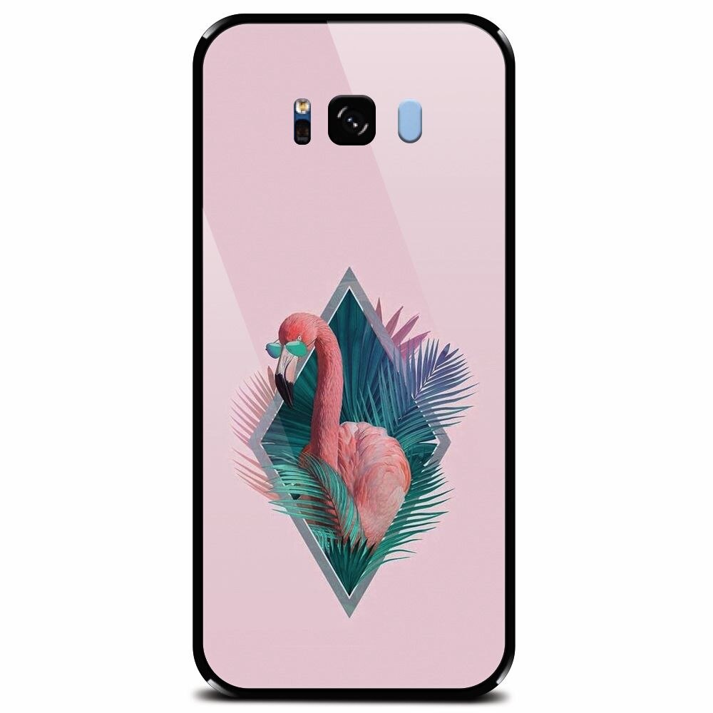 Husa din sticla securizata pentru Samsung Galaxy S8 Plus, Flamingo With Sunglass