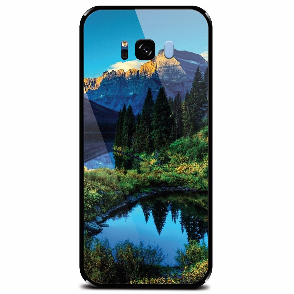Husa din sticla securizata pentru Samsung Galaxy S8 Plus, HDR Mountains Lake