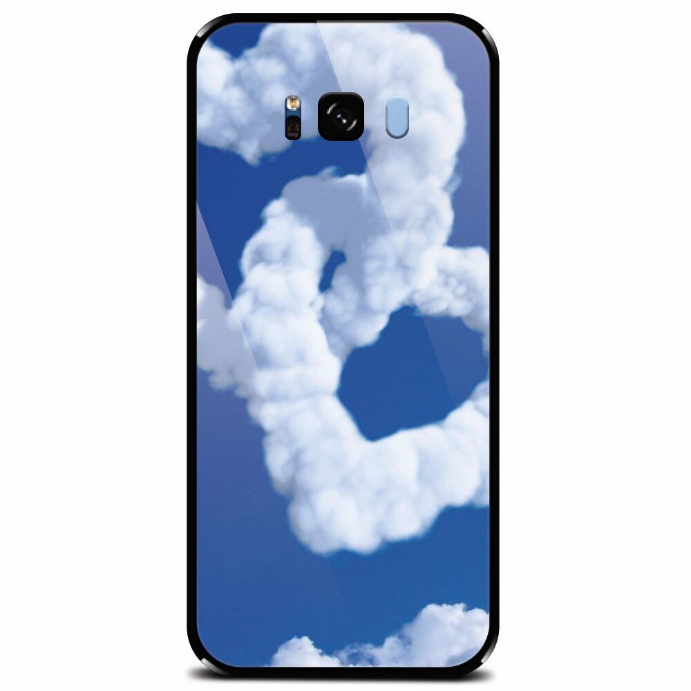 Husa din sticla securizata pentru Samsung Galaxy S8 Plus, Heart Shaped Clouds Blue Sky