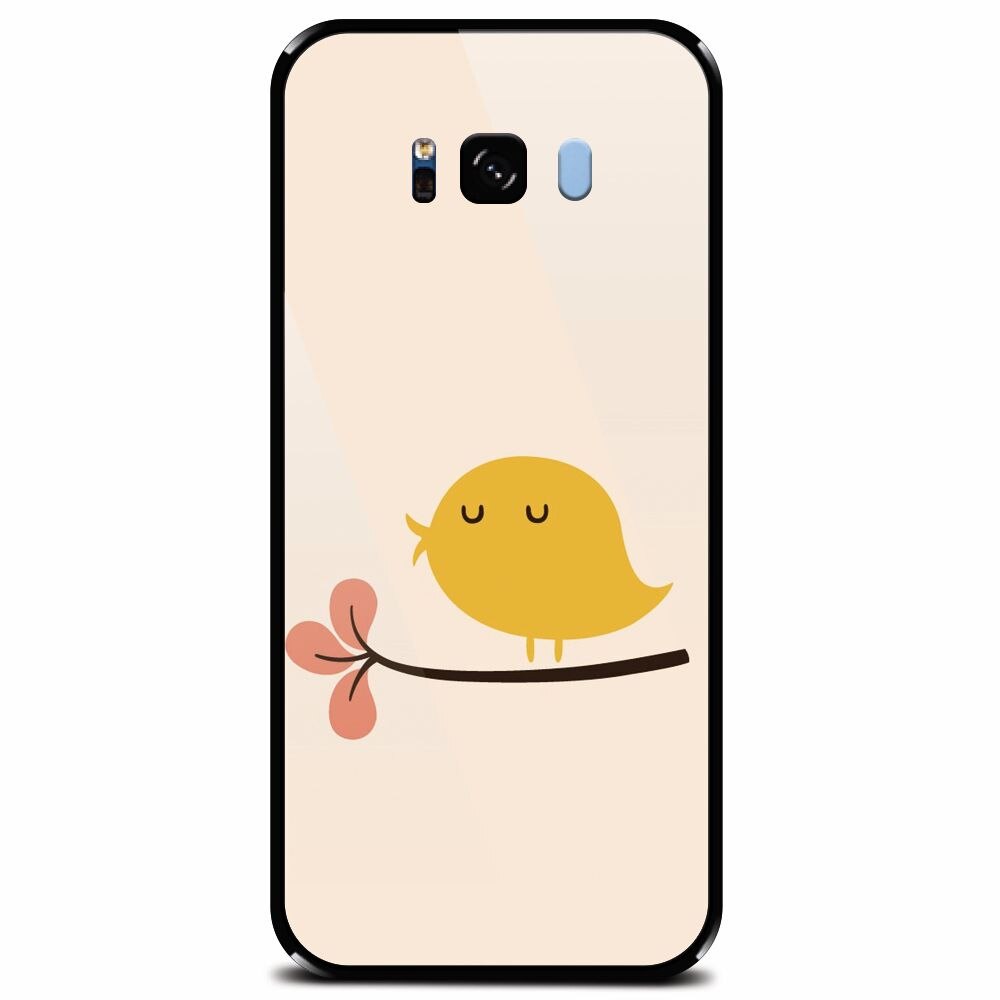 Husa din sticla securizata pentru Samsung Galaxy S8 Plus, Flat Minimal Cute Bird Illustration