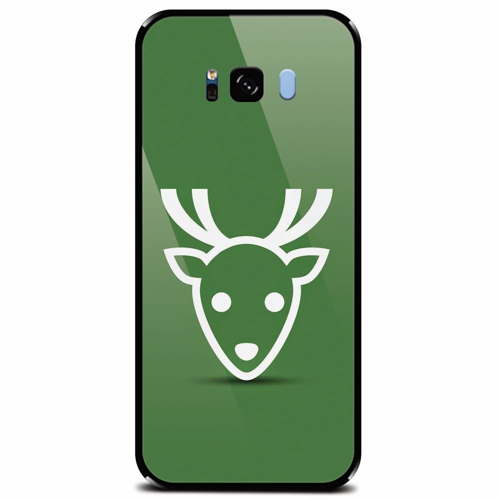 Husa din sticla securizata pentru Samsung Galaxy S8, Minimal Reindeer Illustration Green