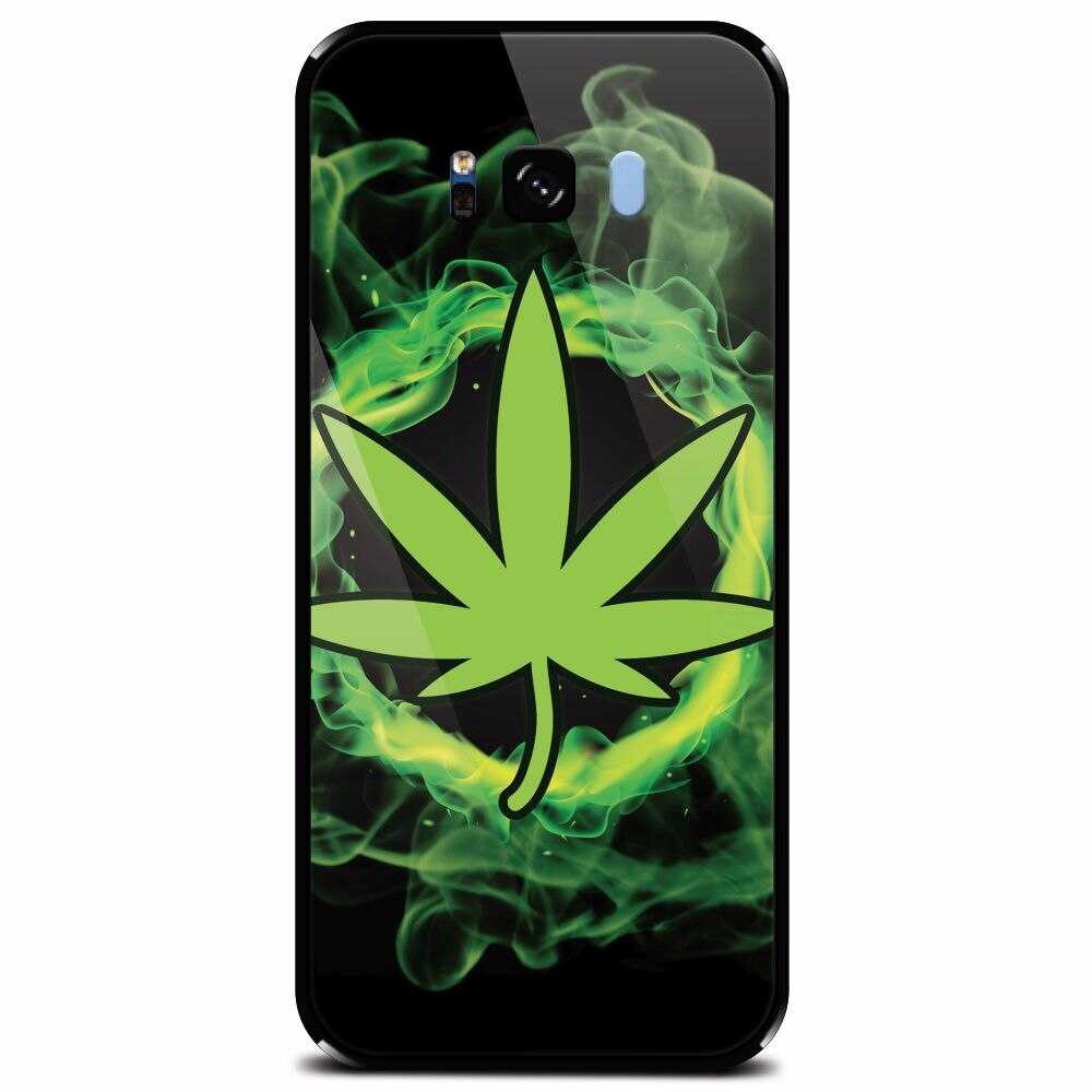 Husa din sticla securizata pentru Samsung Galaxy S8 Plus, GreenFlames