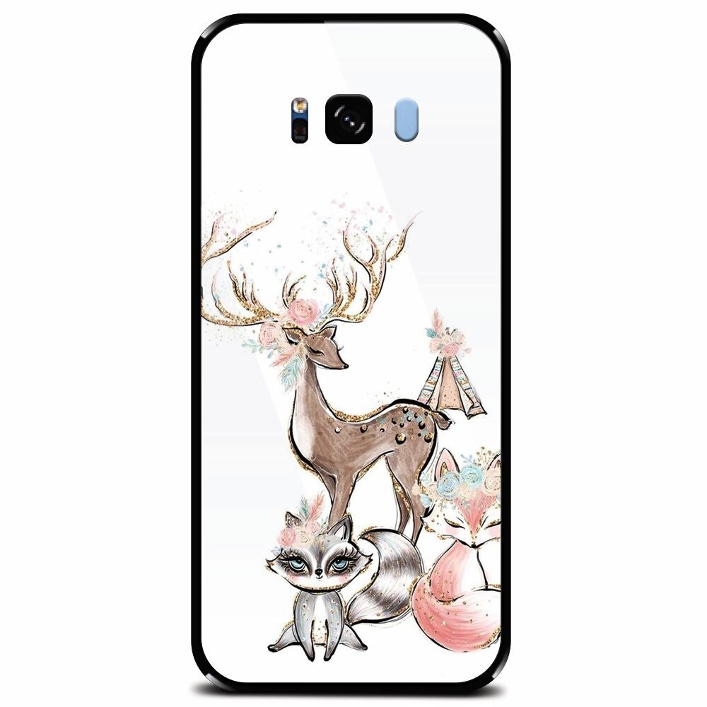 Husa din sticla securizata pentru Samsung Galaxy S8 Plus, Foxs And Deer
