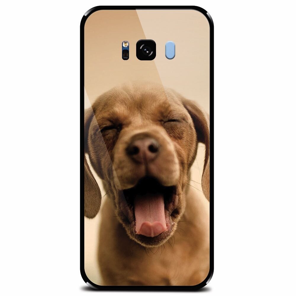 Husa din sticla securizata pentru Samsung Galaxy S8 Plus, Cute Yawning Puppy