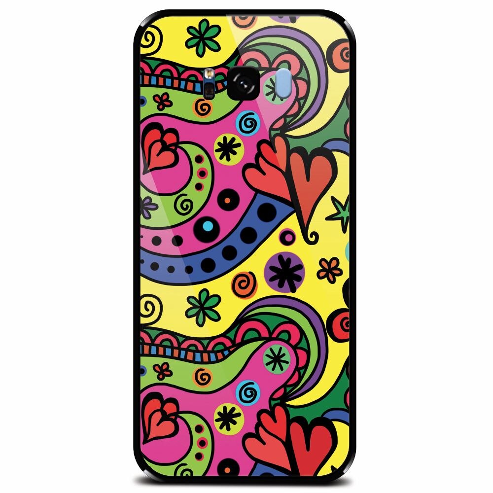 Husa din sticla securizata pentru Samsung Galaxy S8 Plus, Heart Color