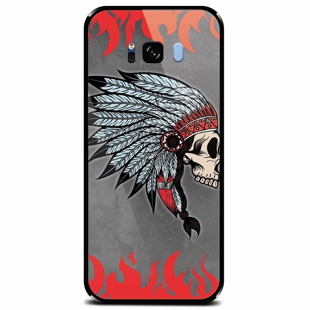 Husa din sticla securizata pentru Samsung Galaxy S8 Plus, Indian Skull