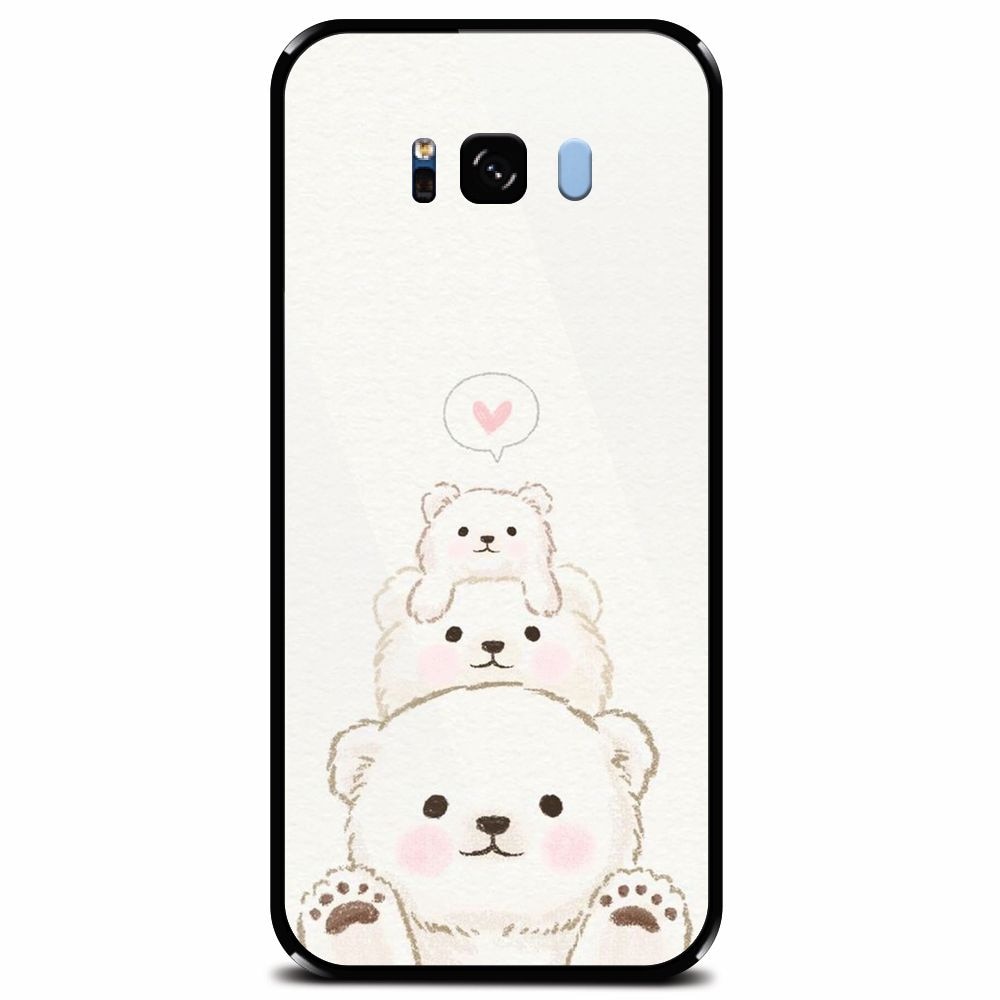 Husa din sticla securizata pentru Samsung Galaxy S8 Plus, Family Bear