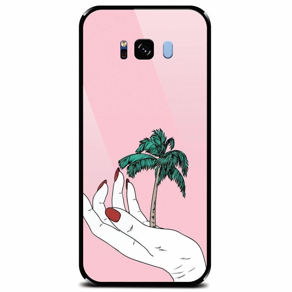 Husa din sticla securizata pentru Samsung Galaxy S8 Plus, Palm Tree