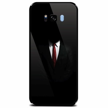 Husa din sticla securizata pentru Samsung Galaxy S8 Plus, Mystery Man In Suit Husa din sticla securizata pentru Samsung Galaxy S8 Plus, Mystery Man In Suit