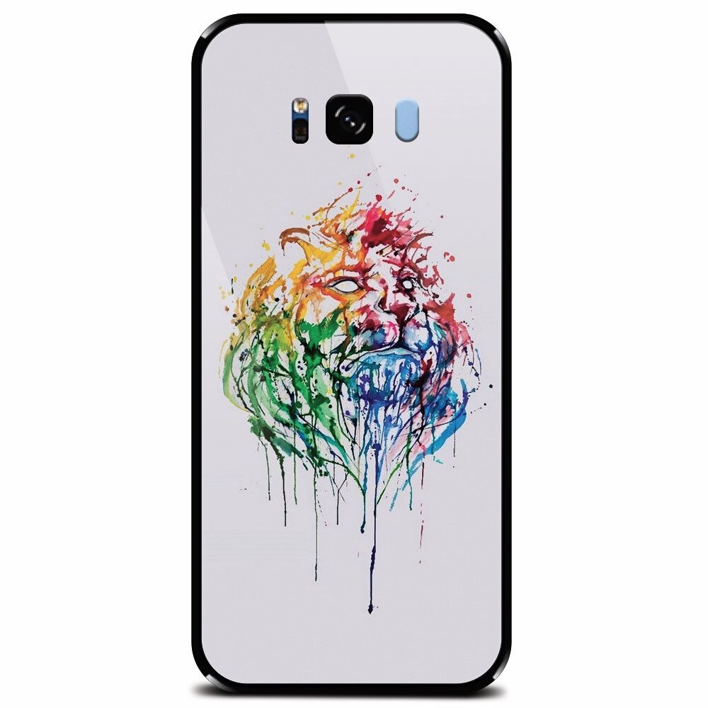 Husa din sticla securizata pentru Samsung Galaxy S8 Plus, Paint Illustration Lion Head