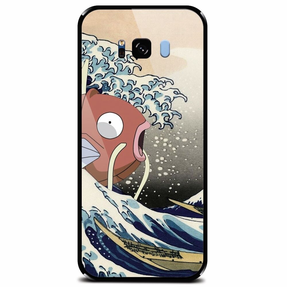 Husa din sticla securizata pentru Samsung Galaxy S8 Plus, Great Wave Fish