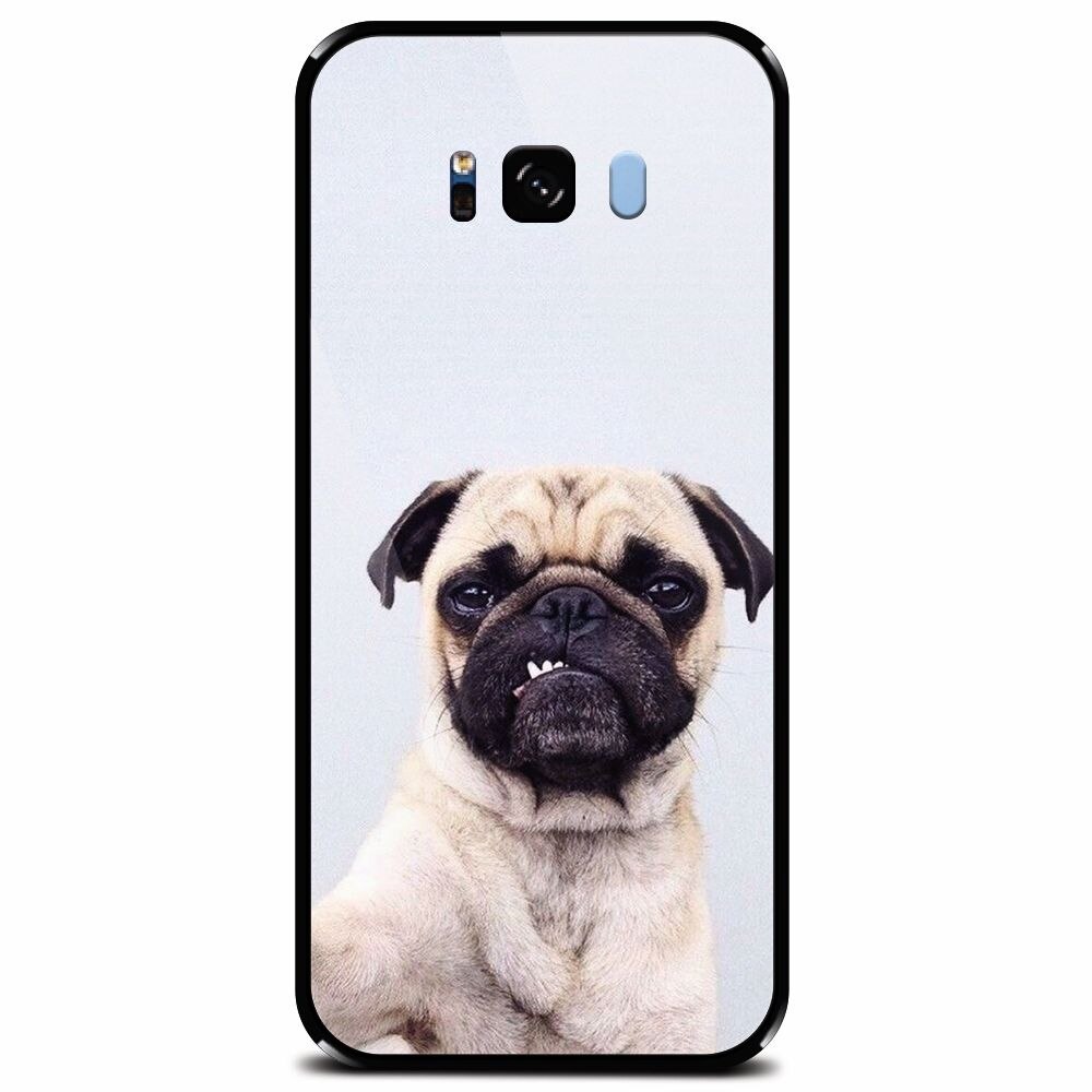 Husa din sticla securizata pentru Samsung Galaxy S8 Plus, Simple Pug Selfie