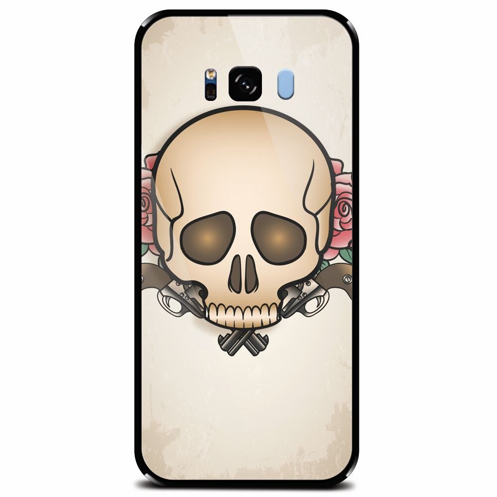 Husa din sticla securizata pentru Samsung Galaxy S8 Plus, Skulls And Roses