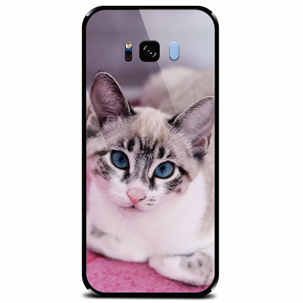 Husa din sticla securizata pentru Samsung Galaxy S8 Plus, Siamese Kitty