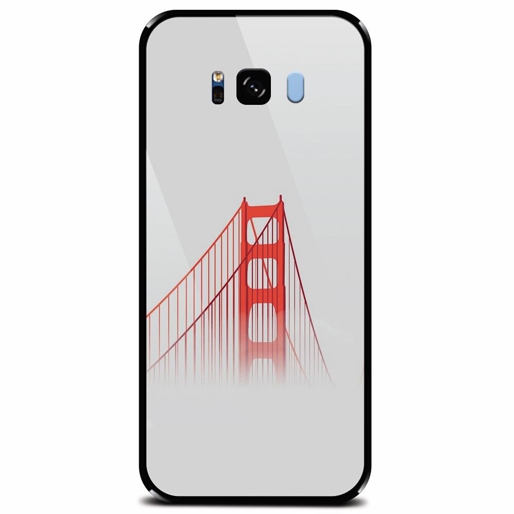 Husa din sticla securizata pentru Samsung Galaxy S8 Plus, Red Bridge In Clouds