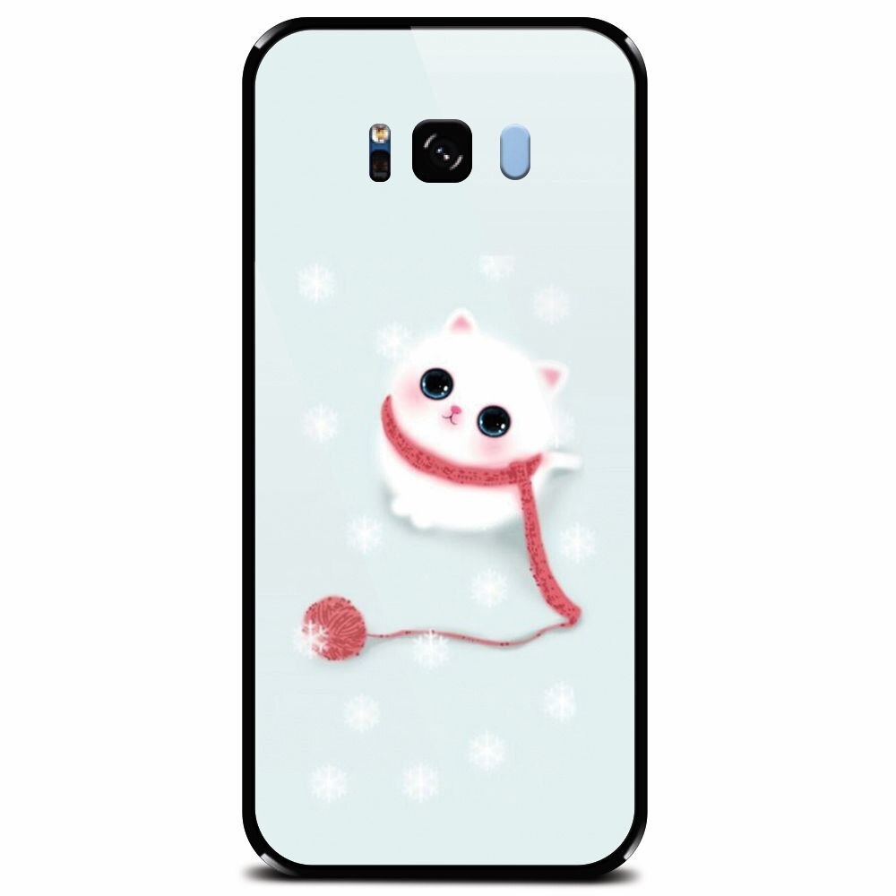 Husa din sticla securizata pentru Samsung Galaxy S8 Plus, Cute Cat