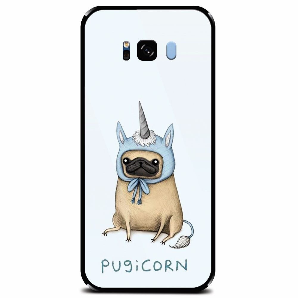 Husa din sticla securizata pentru Samsung Galaxy S8, Pugicorn