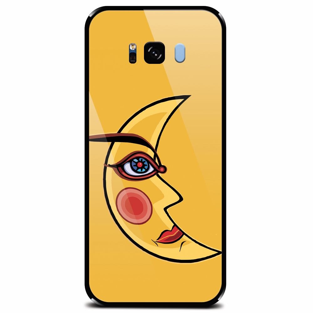 Husa din sticla securizata pentru Samsung Galaxy S8, Yellow Moon