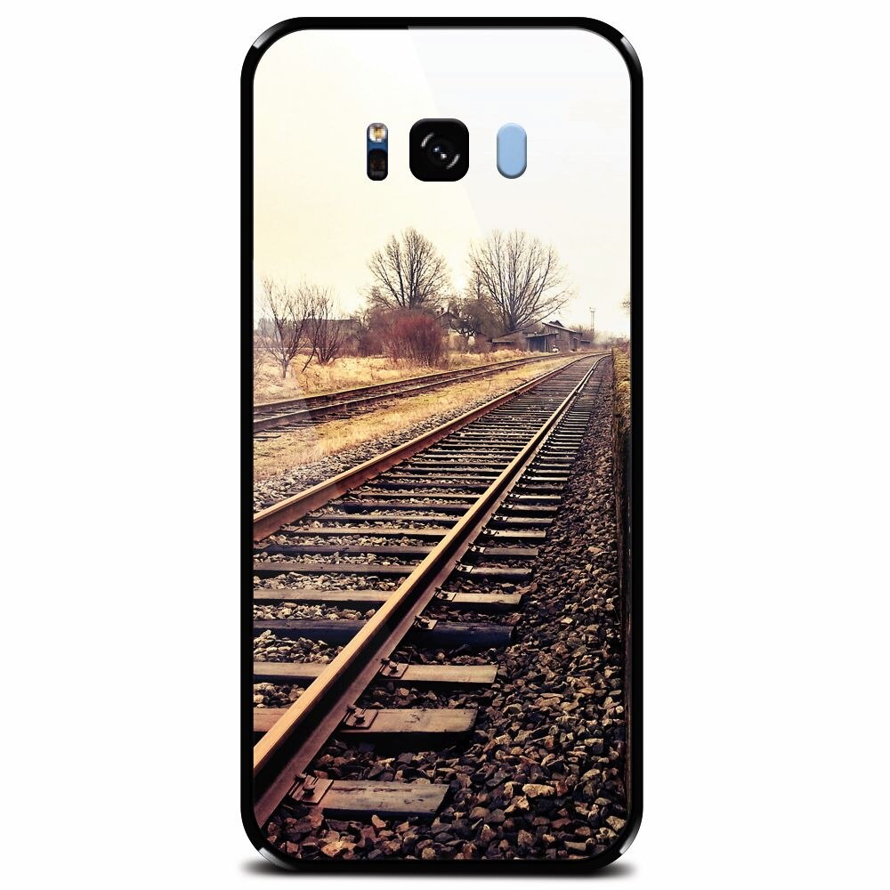 Husa din sticla securizata pentru Samsung Galaxy S8 Plus, Railroad