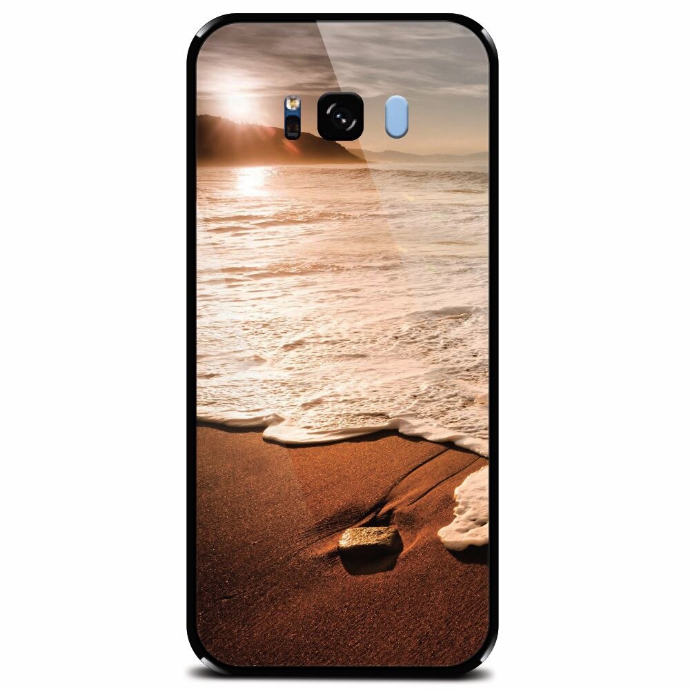 Husa din sticla securizata pentru Samsung Galaxy S8 Plus, Sunset Foamy Beach Wave