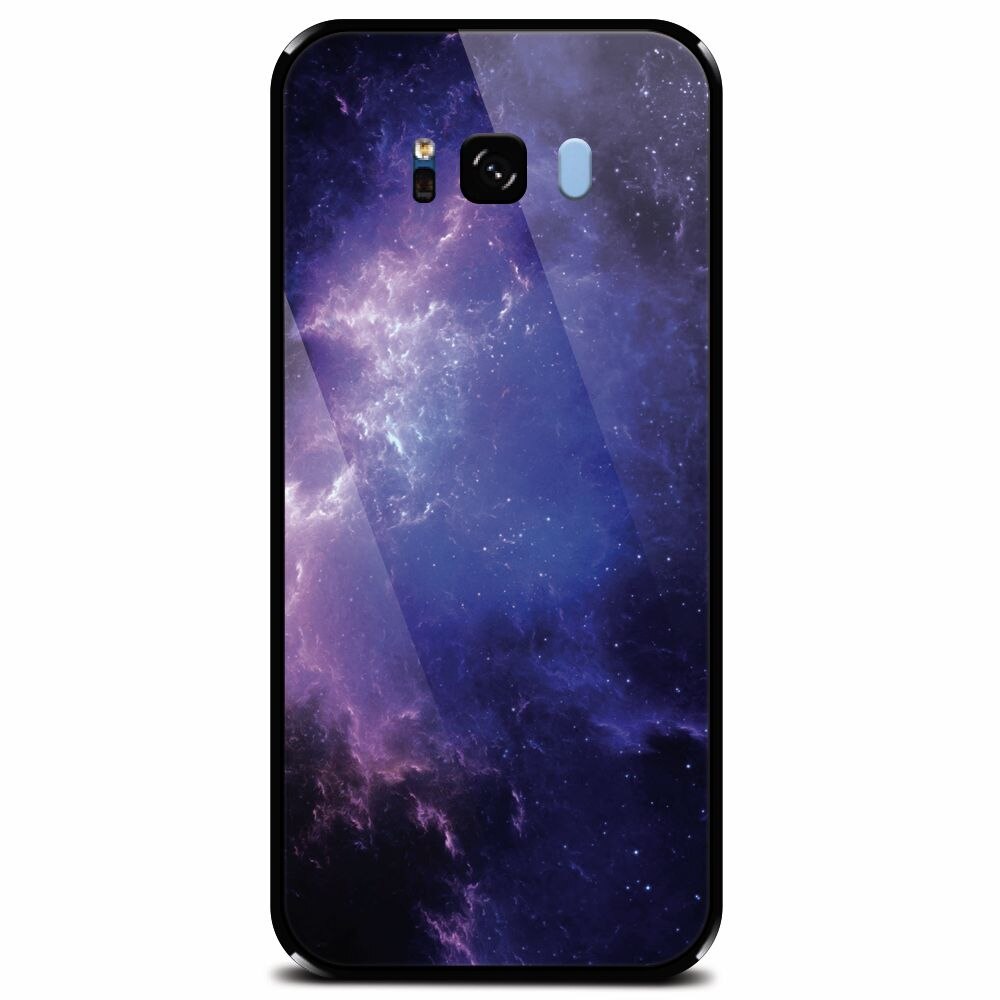 Husa din sticla securizata pentru Samsung Galaxy S8 Plus, Purple Space Nebula
