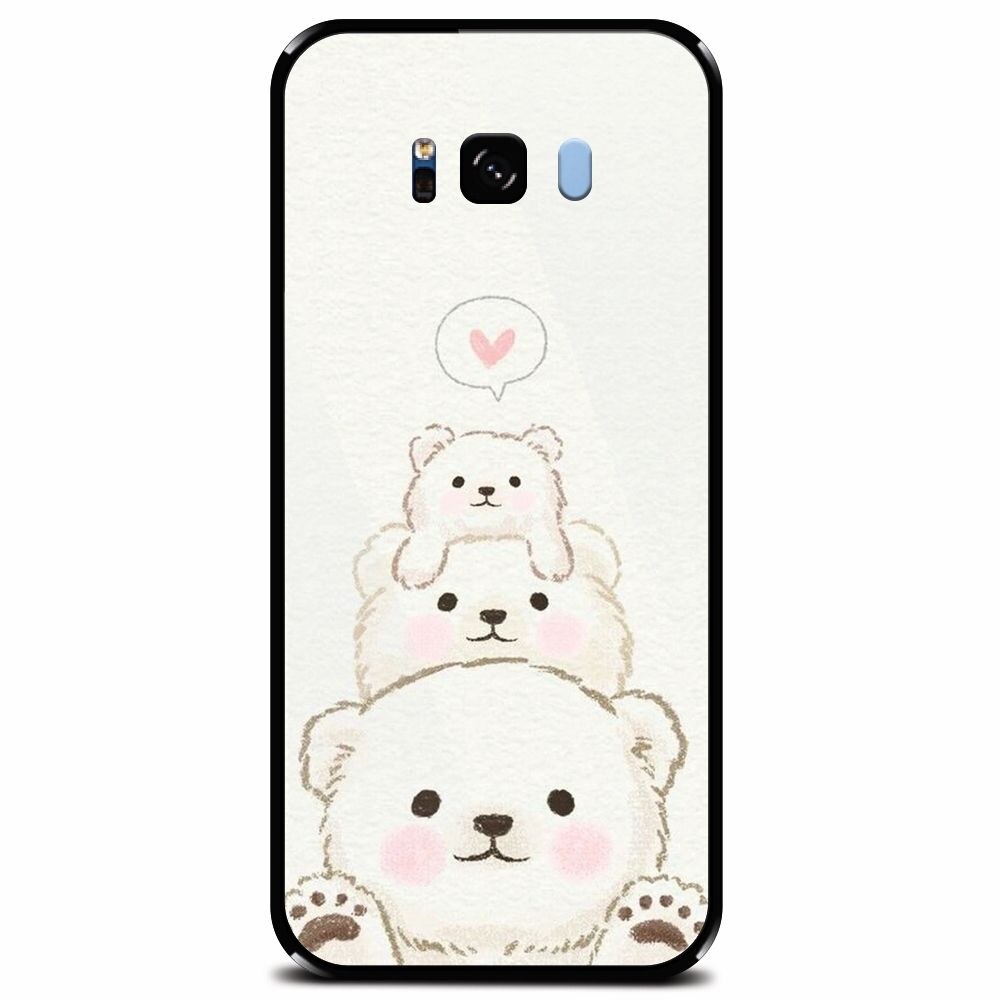 Husa din sticla securizata pentru Samsung Galaxy S8 Plus, Bear Family