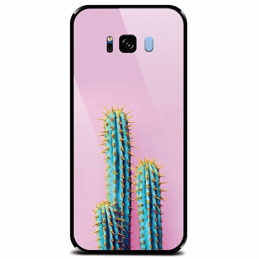 Husa din sticla securizata pentru Samsung Galaxy S8, Cactus 102