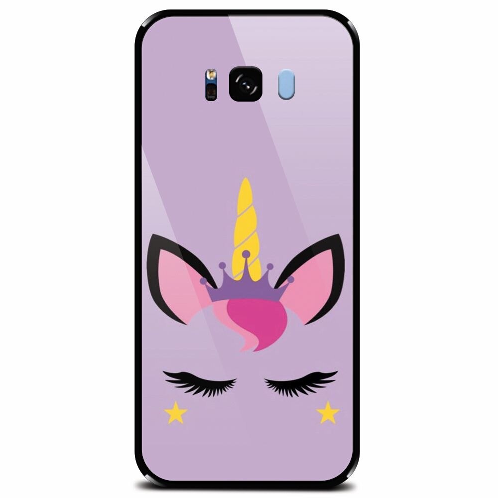 Husa din sticla securizata pentru Samsung Galaxy S8 Plus, Unicorn Shine