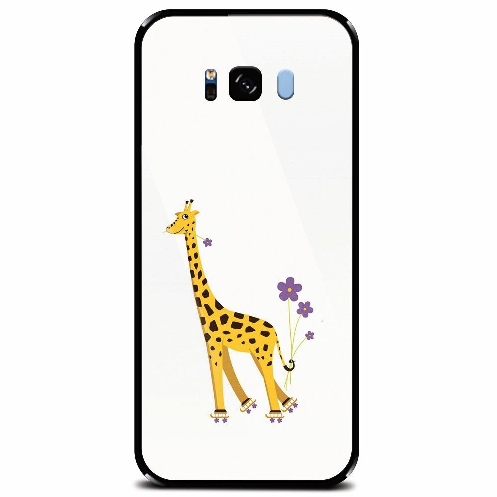 Husa din sticla securizata pentru Samsung Galaxy S8, Rollerskating Girafe Illustration