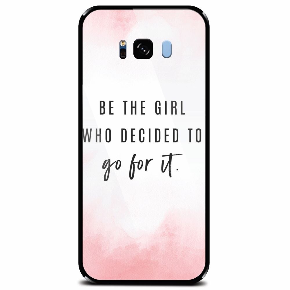 Husa din sticla securizata pentru Samsung Galaxy S8 Plus, Quotes Pink