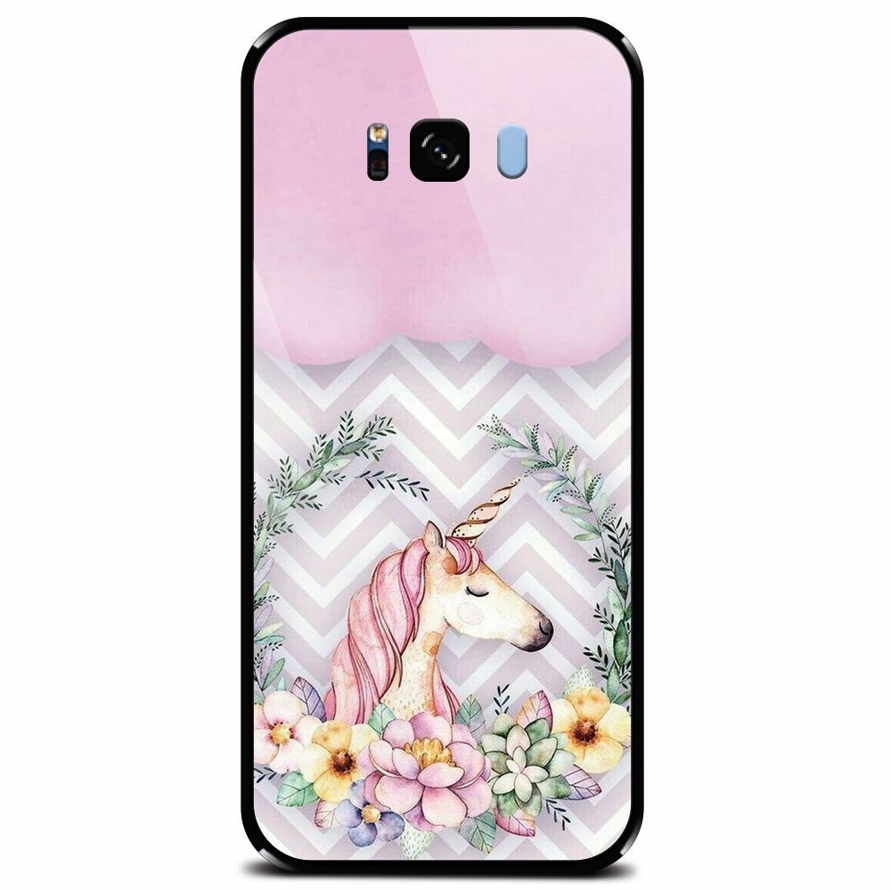Husa din sticla securizata pentru Samsung Galaxy S8 Plus, Aesthetic Unicorn