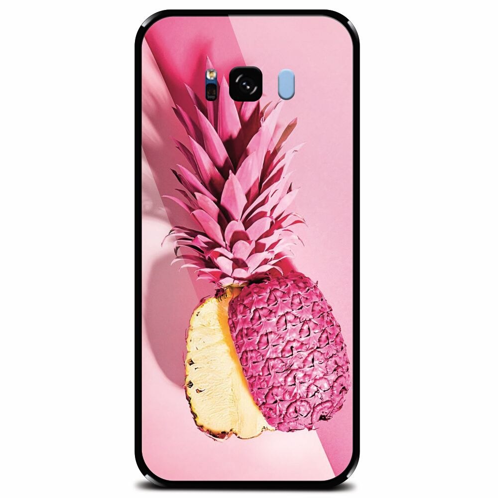 Husa din sticla securizata pentru Samsung Galaxy S8 Plus, Pink Pineapple