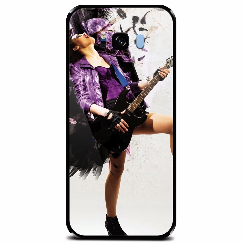 Husa din sticla securizata pentru Samsung Galaxy S8 Plus, Rock Music Girl