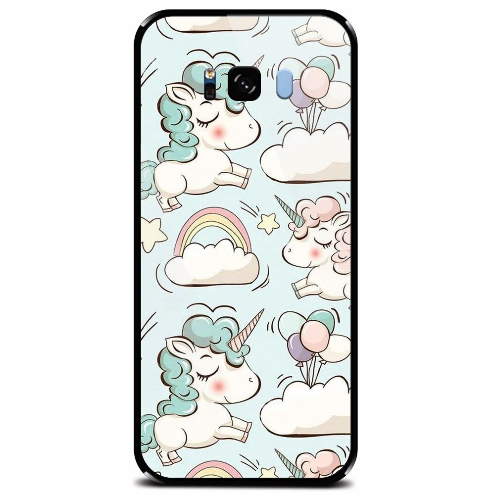 Husa din sticla securizata pentru Samsung Galaxy S8, Unicorns And Clouds