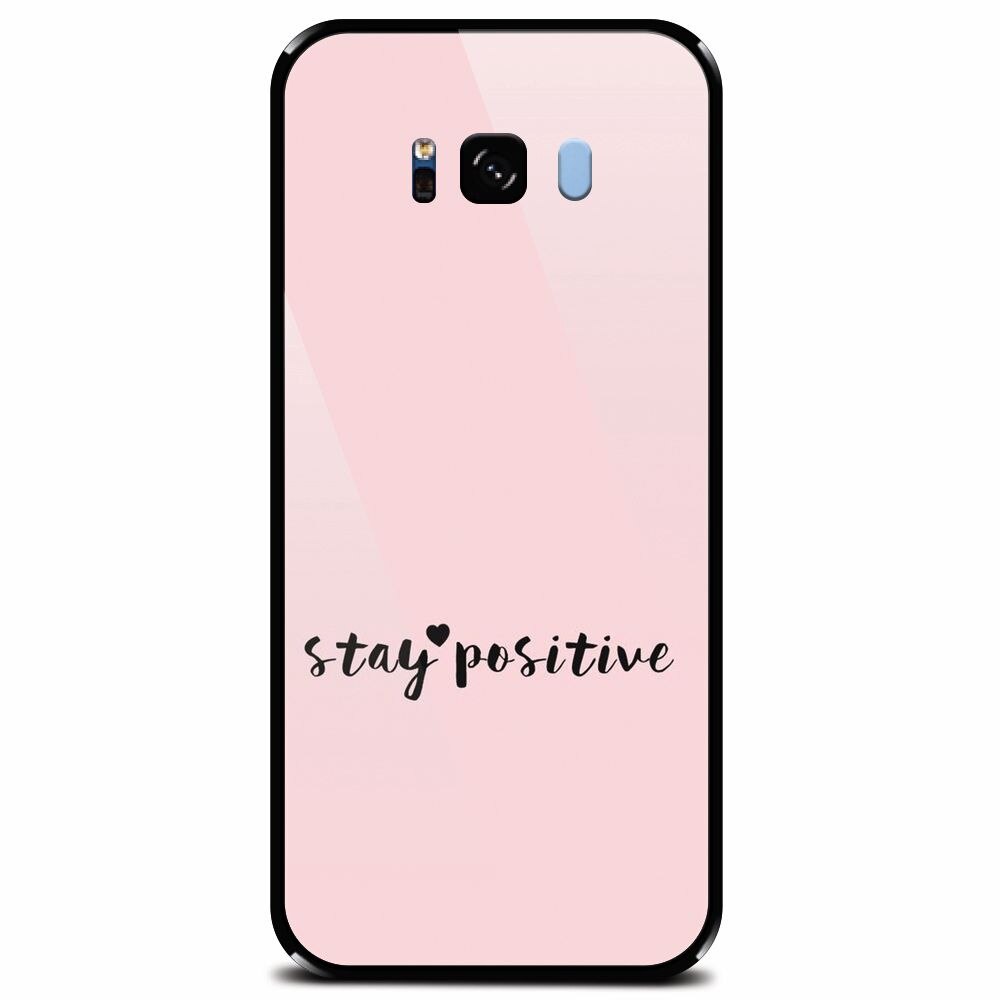 Husa din sticla securizata pentru Samsung Galaxy S8, Stay Positive