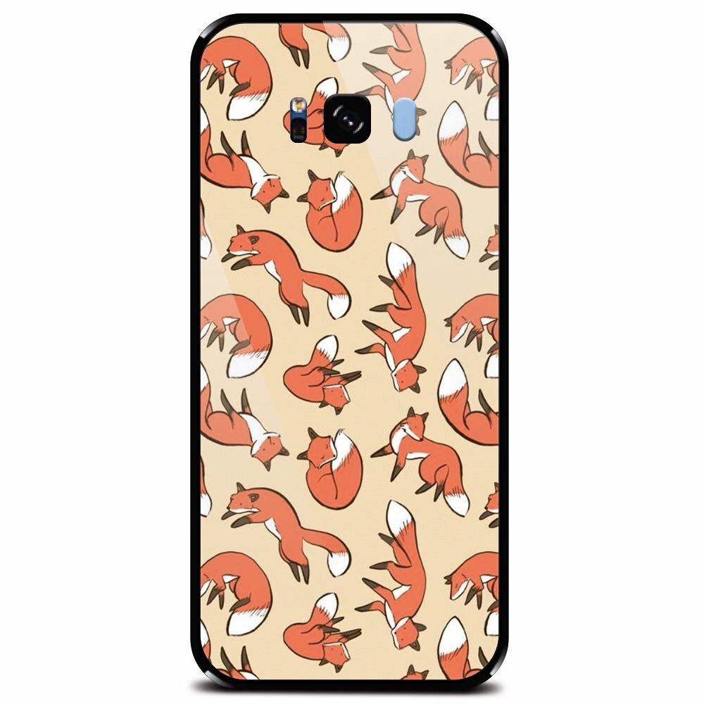 Husa din sticla securizata pentru Samsung Galaxy S8, Red Foxes
